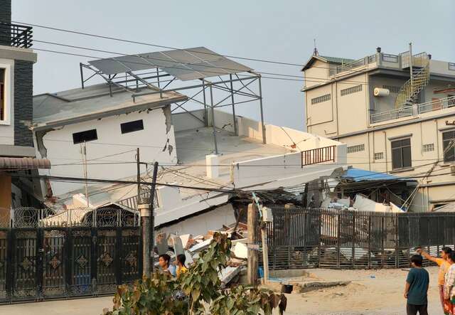 A building that has turned to debris after an earthquake in Myanmar
