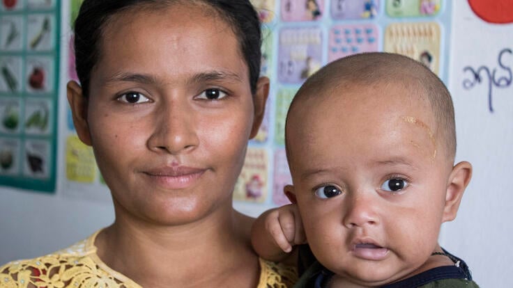 Mother with her nine-month-year old son